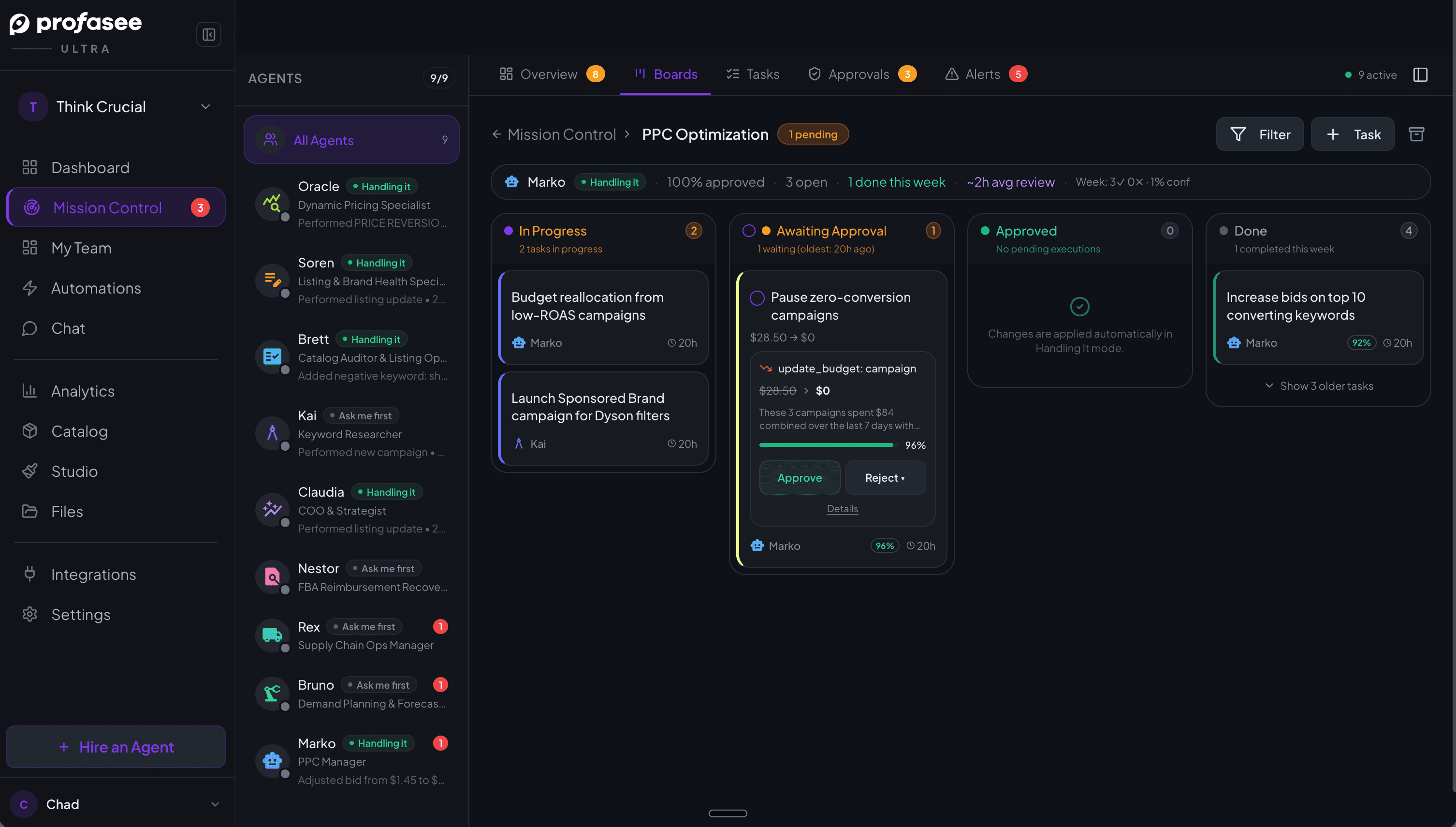 Profasee autopilot dashboard