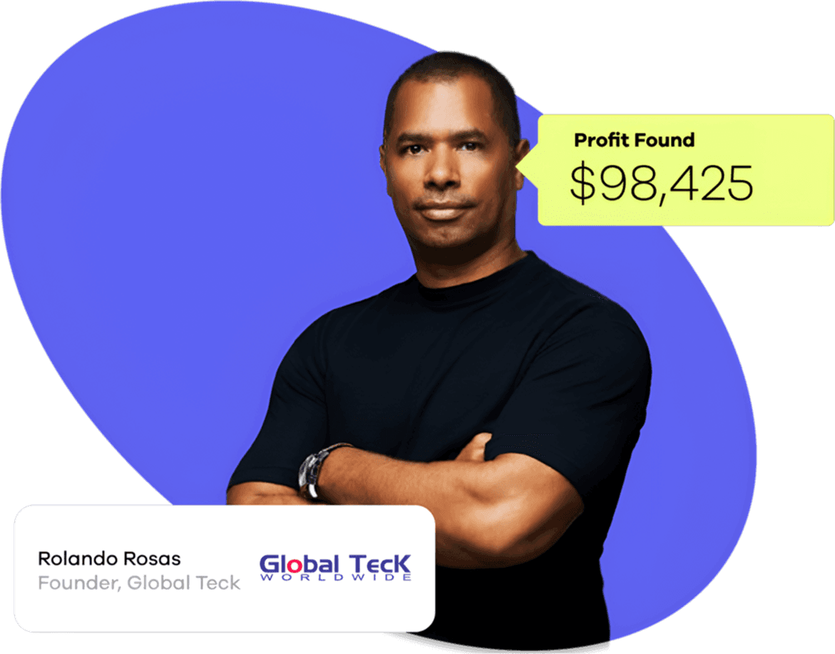 Rolando Rosas from Global Teck with profit found graphic